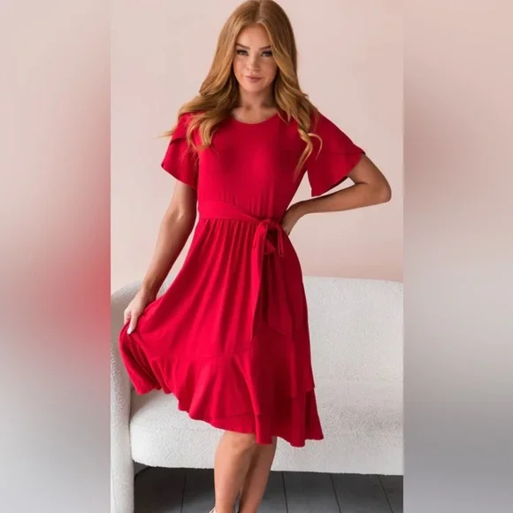 red ruffle mini dress Red Ruffle Mini Dress